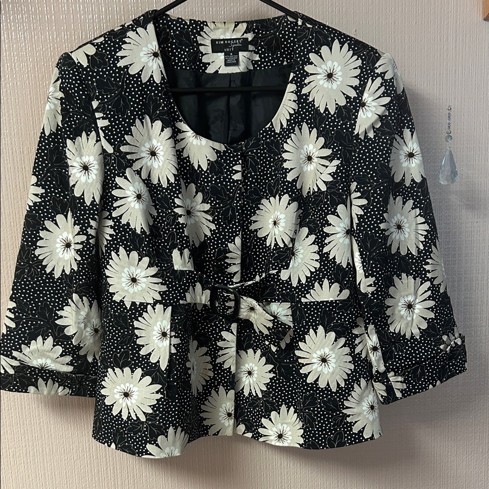 Kim Rogers Black and White Floral Blazer